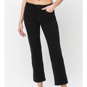 Vervet Blue Victoria High-Rise Stretch Straight Black Denim Jeans